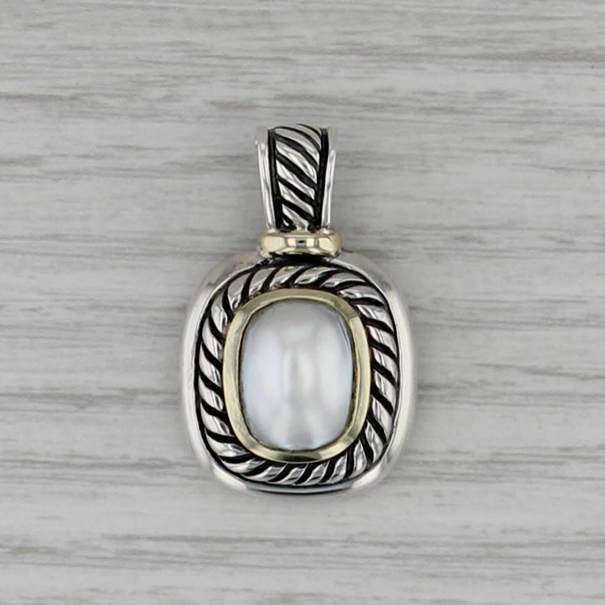 D Yurman Albion Mabe Pearl Cabochon Pendant Sterling Silver 14k Gold Enhancer
