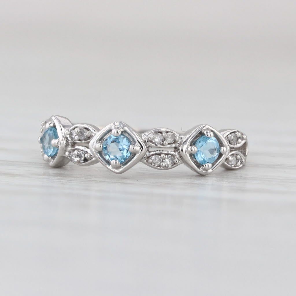 0.38ctw Aquamarine Diamond Ring 10k White Gold Size 5 Stackable