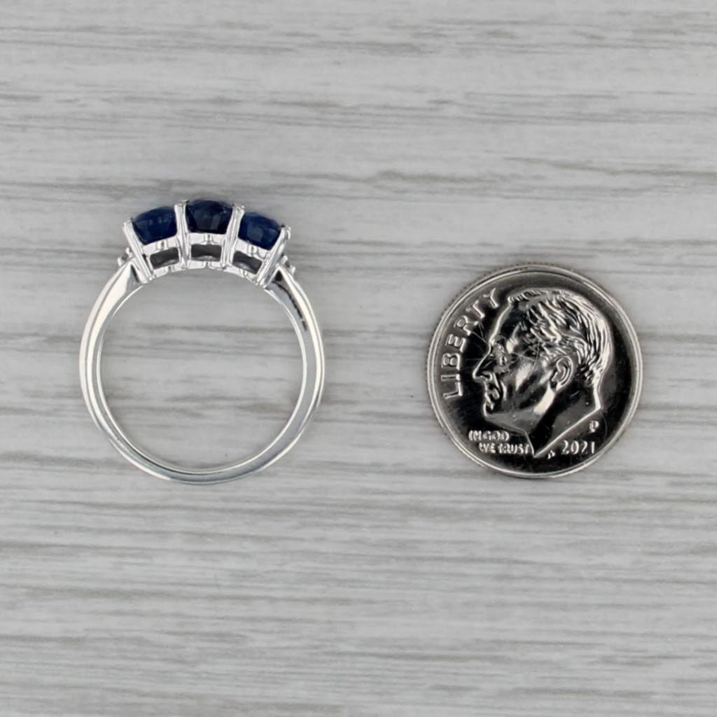 1.75ctw Oval 3-Stone Blue Kyanite Ring Sterling Silver Size 6