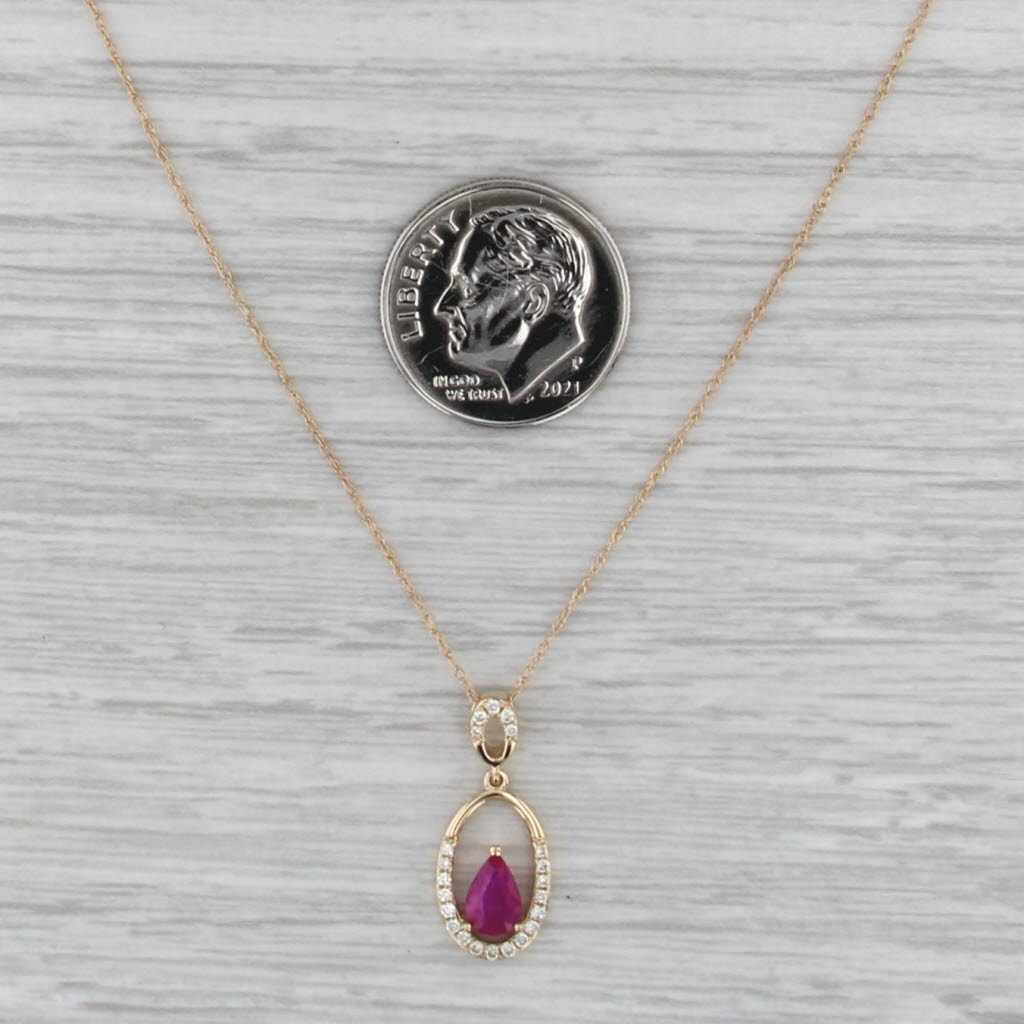 0.47ctw Pink Sapphire Diamond Pendant Necklace 14k Yellow Gold 18" Rope Chain