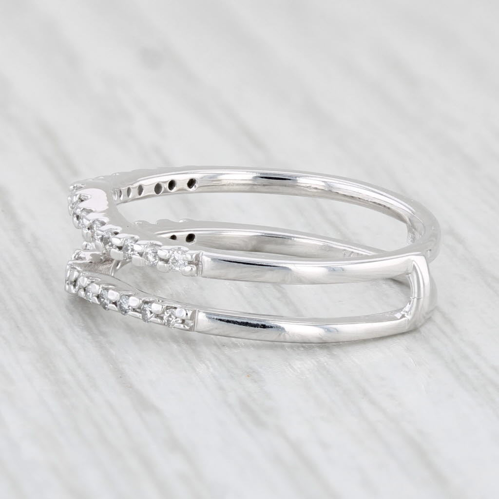 Light Gray Diamond Ring Jacket Guard 14k White Gold Size 5.25-5.5 Wedding Band