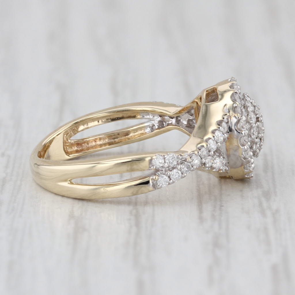 0.40ctw Diamond Cluster Halo Engagement Ring 10k Yellow Gold Size 7