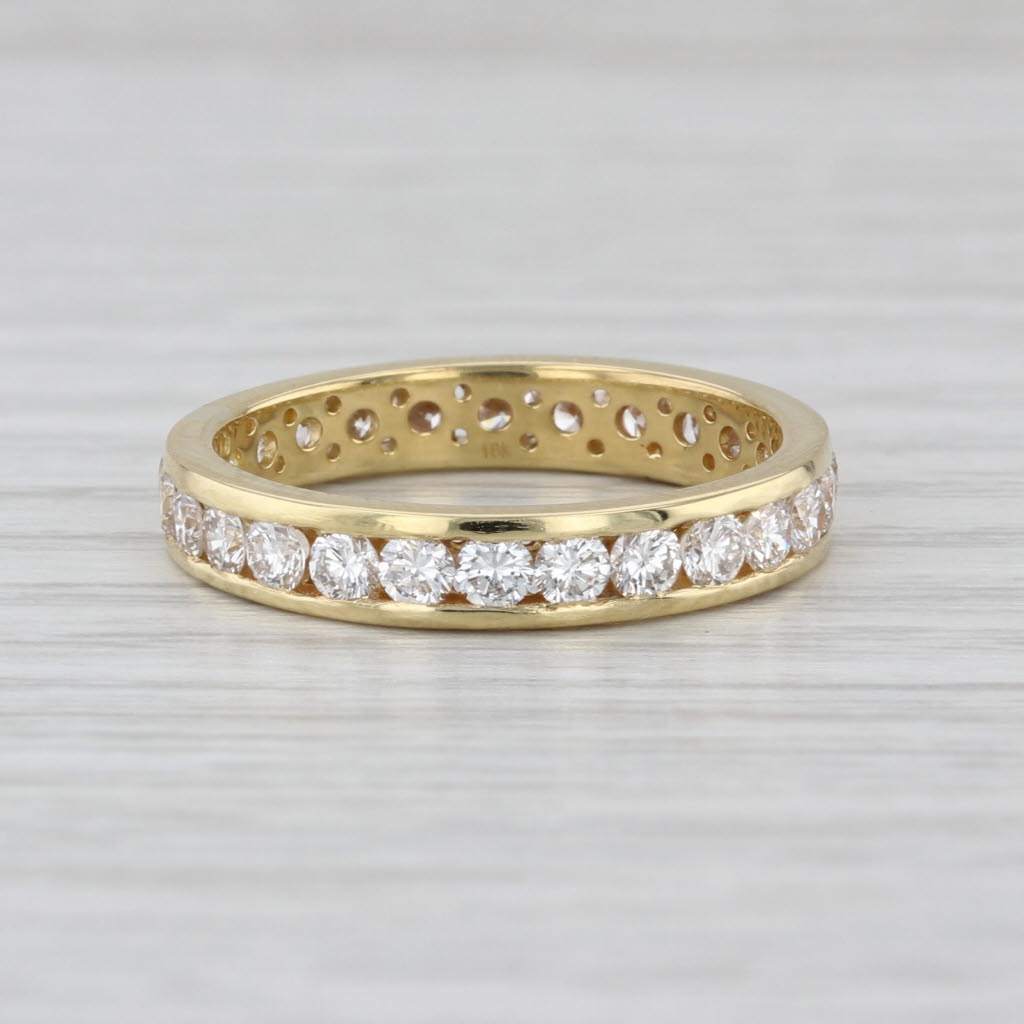 1.05ctw Diamond Eternity Band 18k Yellow Gold Stackable Anniversary Ring Size 8