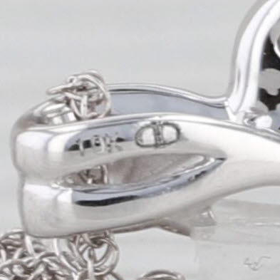 Diamond Sapphire Flower Pendant Necklace 10k White Gold 18.5" Rope Chain