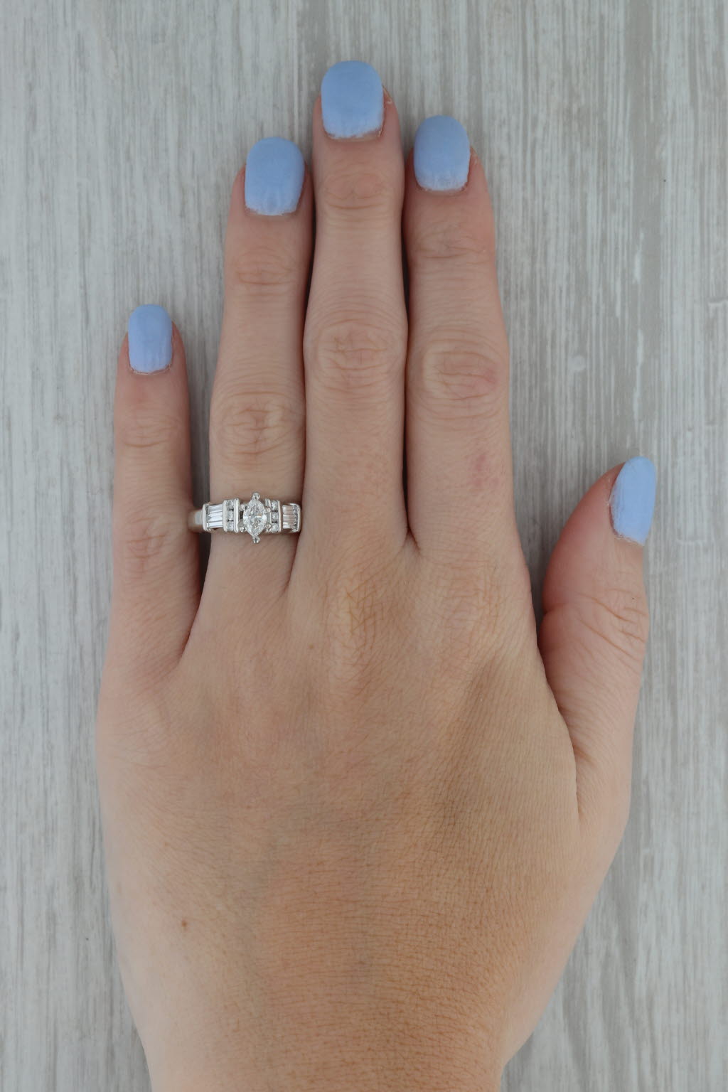 Rosy Brown 0.86ctw Marquise Diamond Engagement Ring 950 Platinum Size 7.25