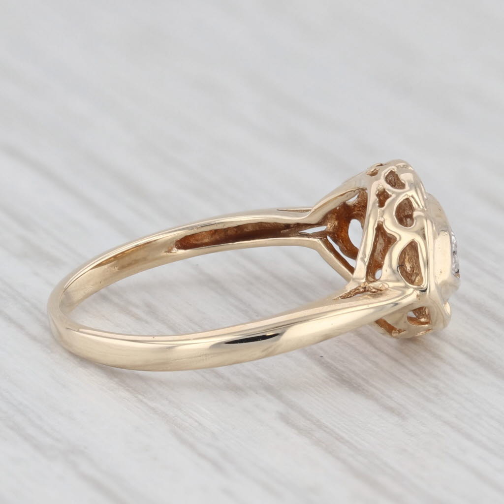 Light Gray Vintage Diamond Accented Ring 10k Yellow Gold Size 4.5