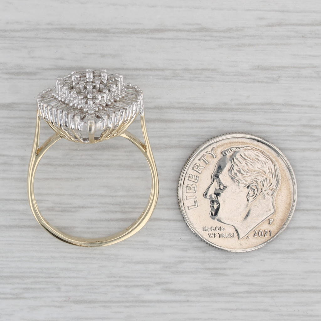 Gray 0.72ctw Diamond Cluster Teardrop Ring 10k Yellow Gold Size 7.25 Cocktail