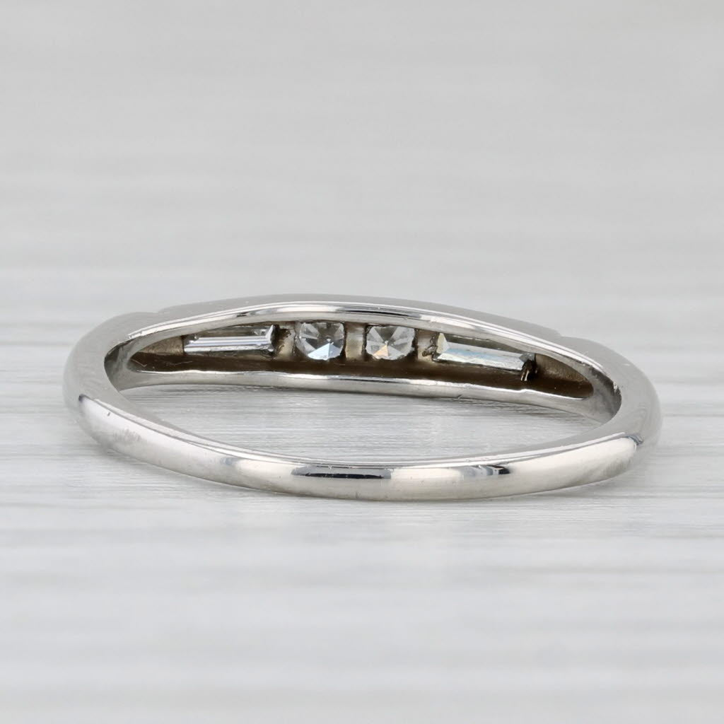 Light Gray 0.12ctw Diamond Wedding Band Platinum Size 5.75 Stackable Ring
