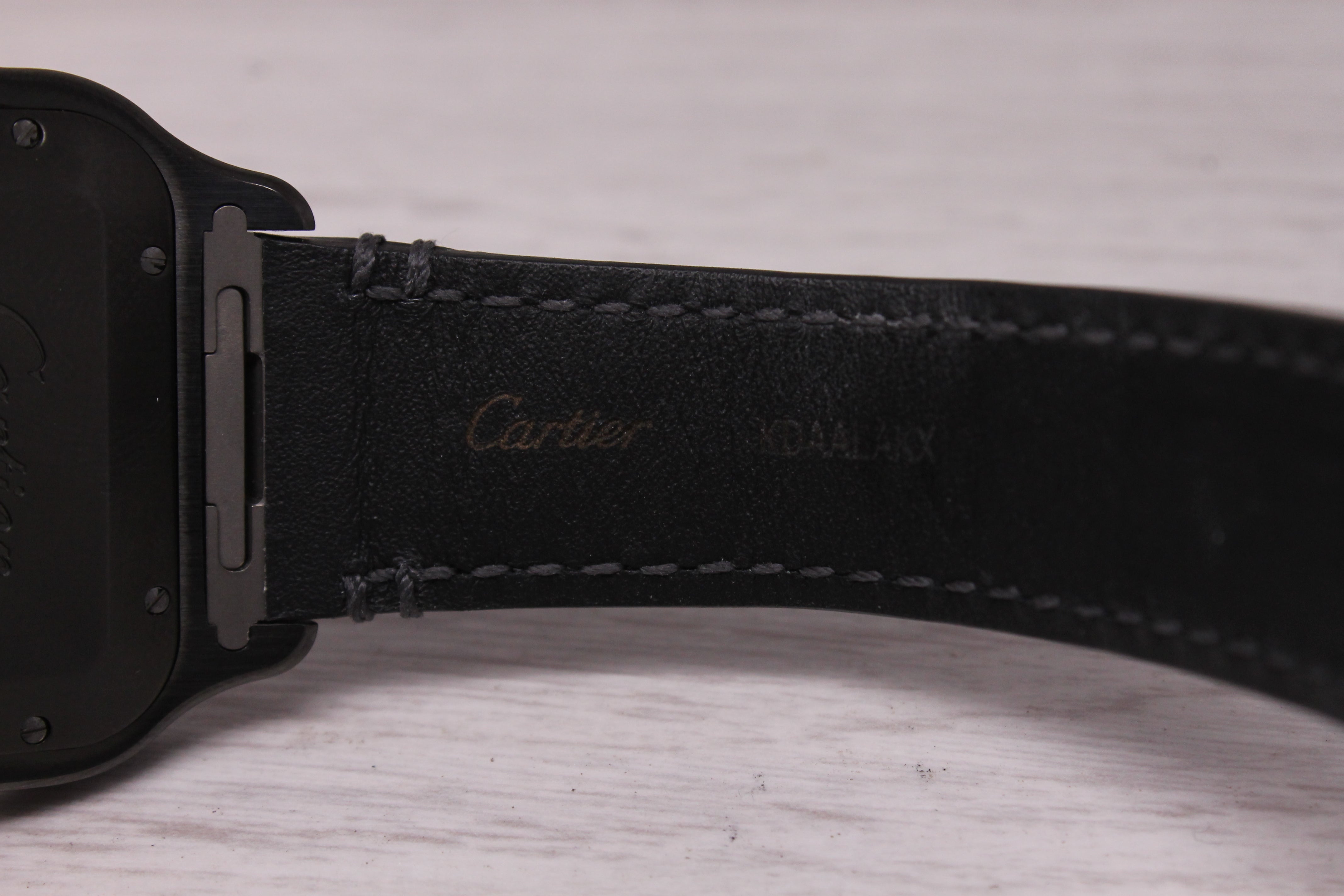 Cartier Santos Black ADLC WSSA039 Mens Automatic Watch w Box Card Extra Strap