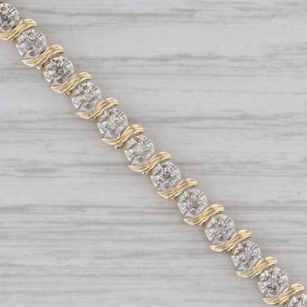 Gray 0.80ctw Diamond Tennis Bracelet 14k Yellow Gold 7.25" 5mm