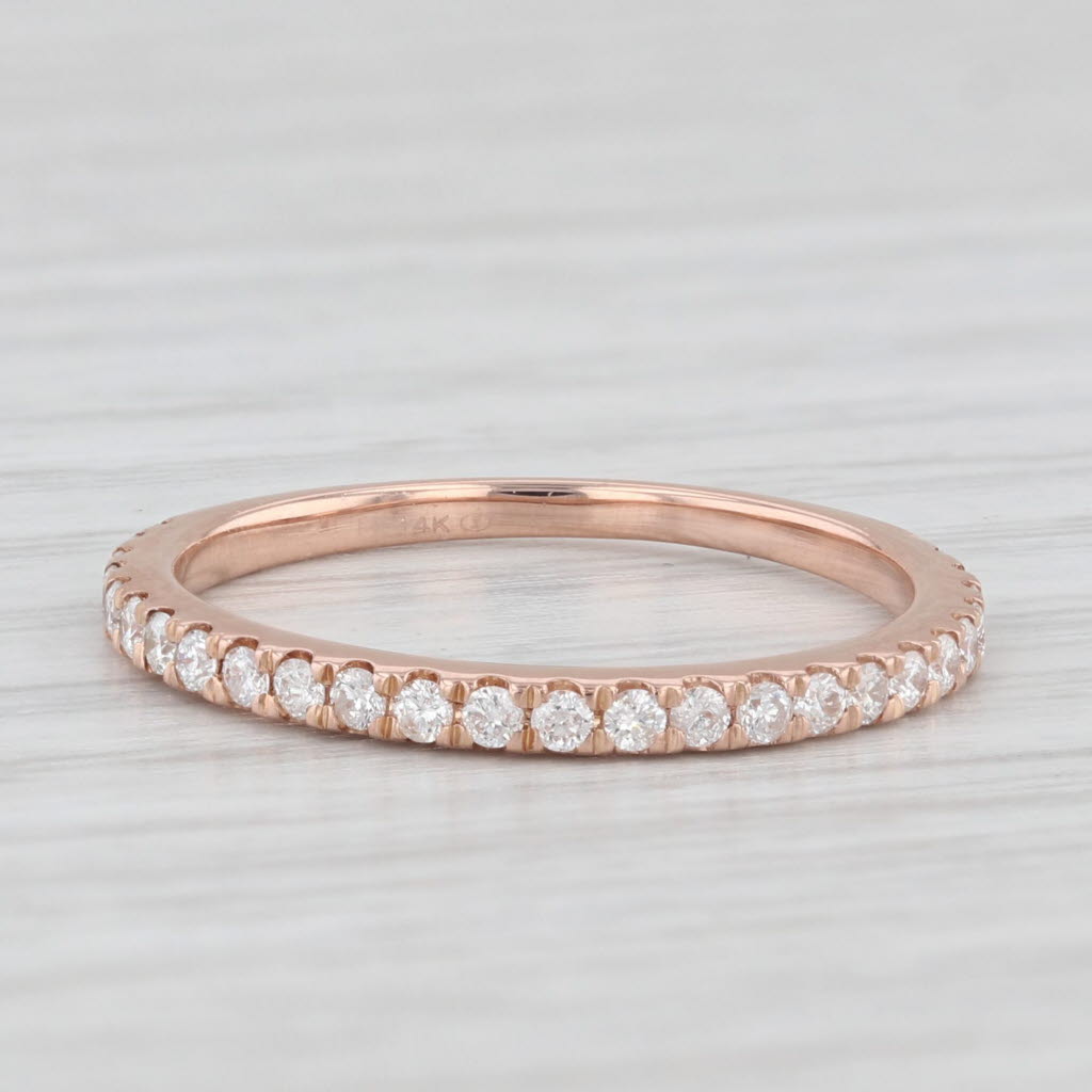 Light Gray 0.33ctw Diamond Wedding Band 14k Rose Gold Size 6.25 Stackable Anniversary