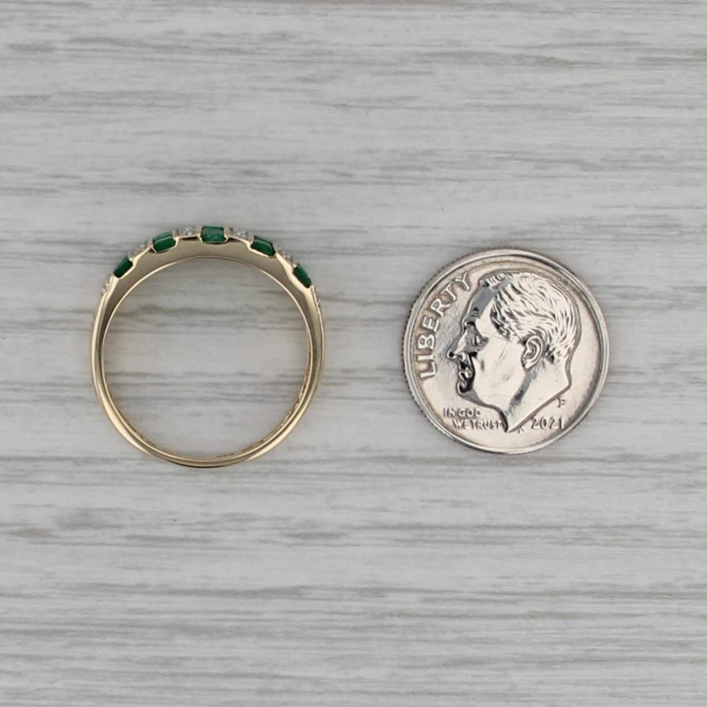 0.75ctw Emerald Diamond Ring 14k Yellow Gold Size 7.25 Stackable