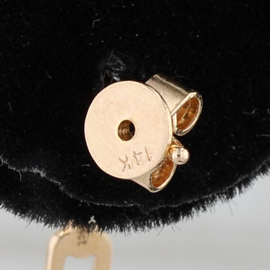 Black New Diamond Accented 3-Ring Drop Earrings 14k Yellow Gold Studs