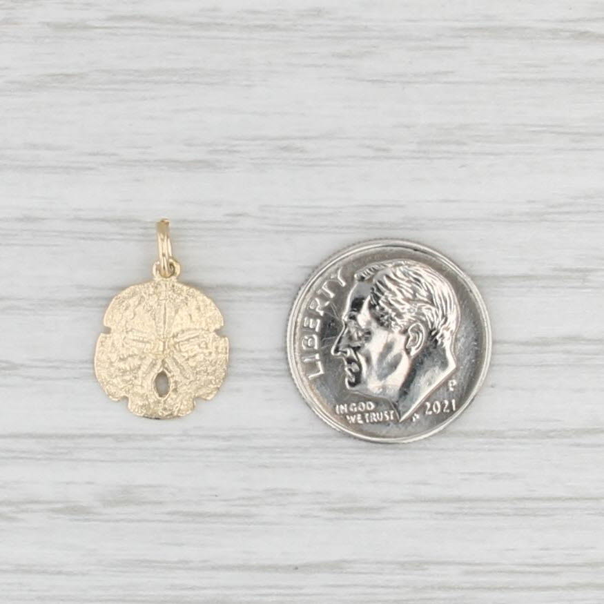 Sand Dollar Pendant 14k Yellow Gold Nautical Jewelry Small Charm