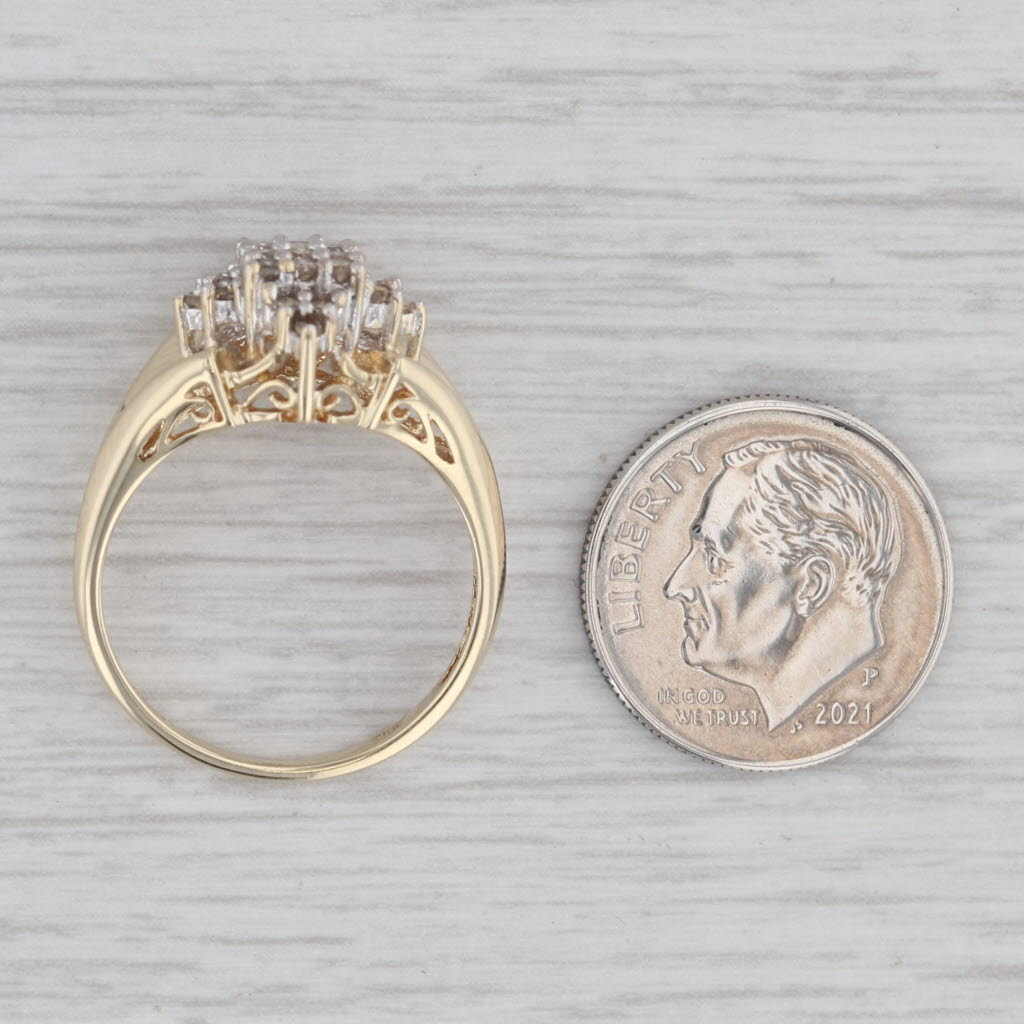 Gray 0.19ctw Diamond Cluster Ring 10k Yellow Gold Size 7.25