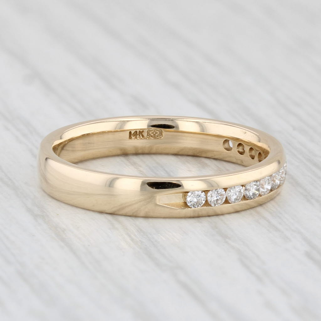 Light Gray 0.24ctw Diamond Wedding Band 14k Yellow Gold Size 7 Stackable Ring
