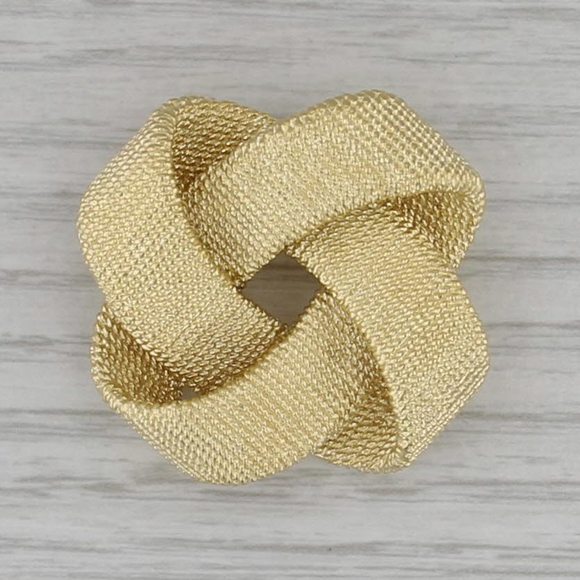 Vintage Tiffany & Co Knot Wreath Brooch 18k Yellow Gold Pin Designer Statement