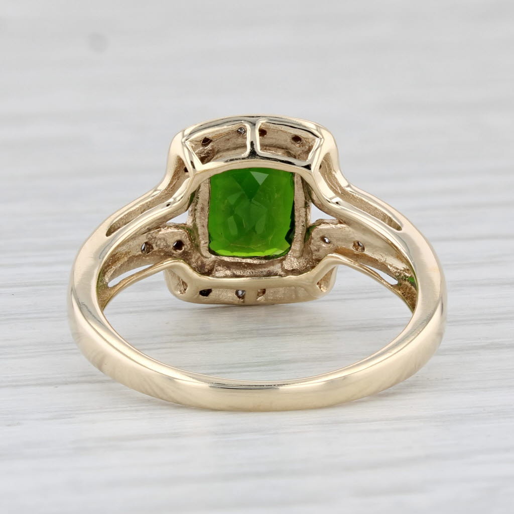 Light Gray 1.58ctw Green Chrome Diopside Diamond Ring 10k Yellow Gold Size 7.25