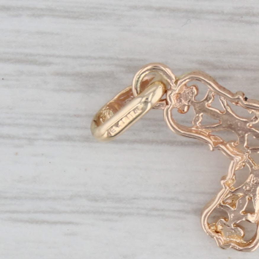 Gray Crucifix Cross Pendant 14k Yellow Gold Ornate Figural Religious