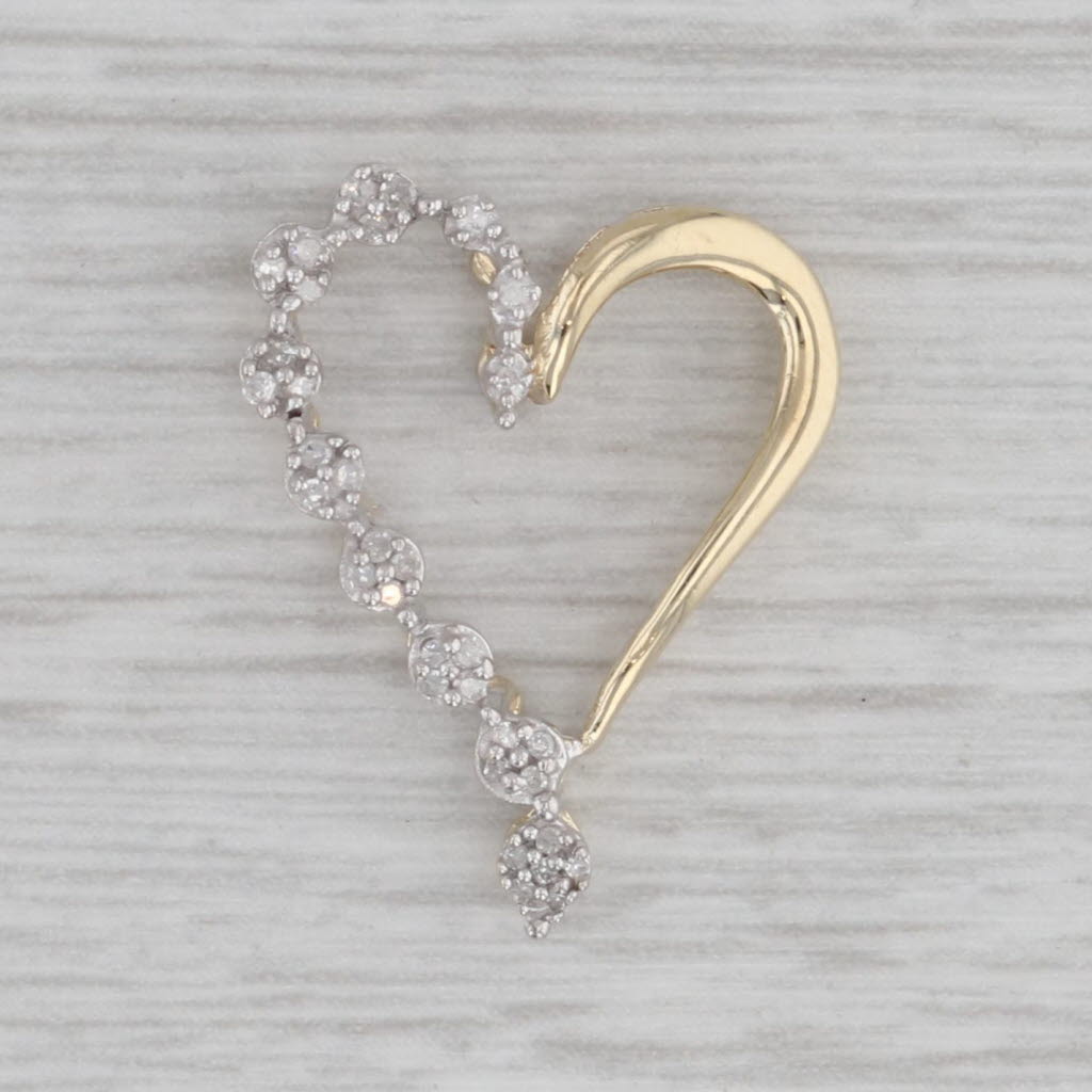 Gray Diamond Love Open Heart Pendant 10k Yellow Gold
