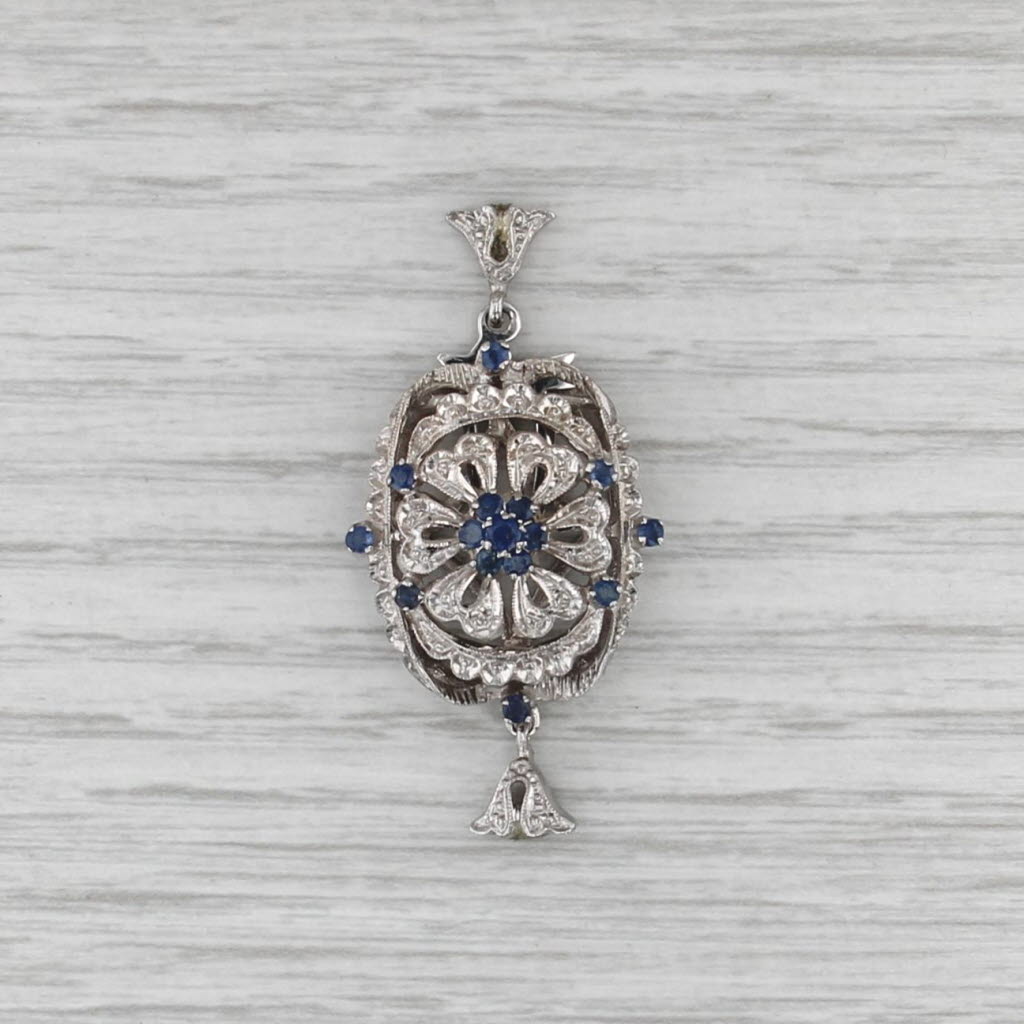 0.48ctw Blue Sapphire Fishhook Pendant Clasp 18k Gold Findings Jewelry Making