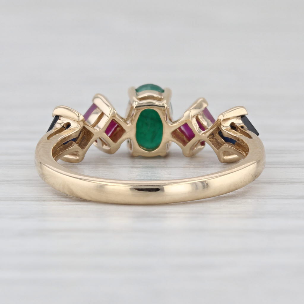 1.26ctw Emerald Ruby Sapphire Ring 14k Yellow Gold Size 6