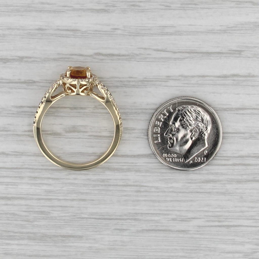 1.62ctw Oval Citrine Diamond Halo Ring 10k Yellow Gold Size 7