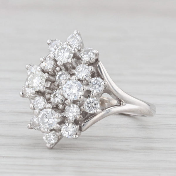 0.75ctw Diamond Cluster Ring 14k White Gold Size 5.5