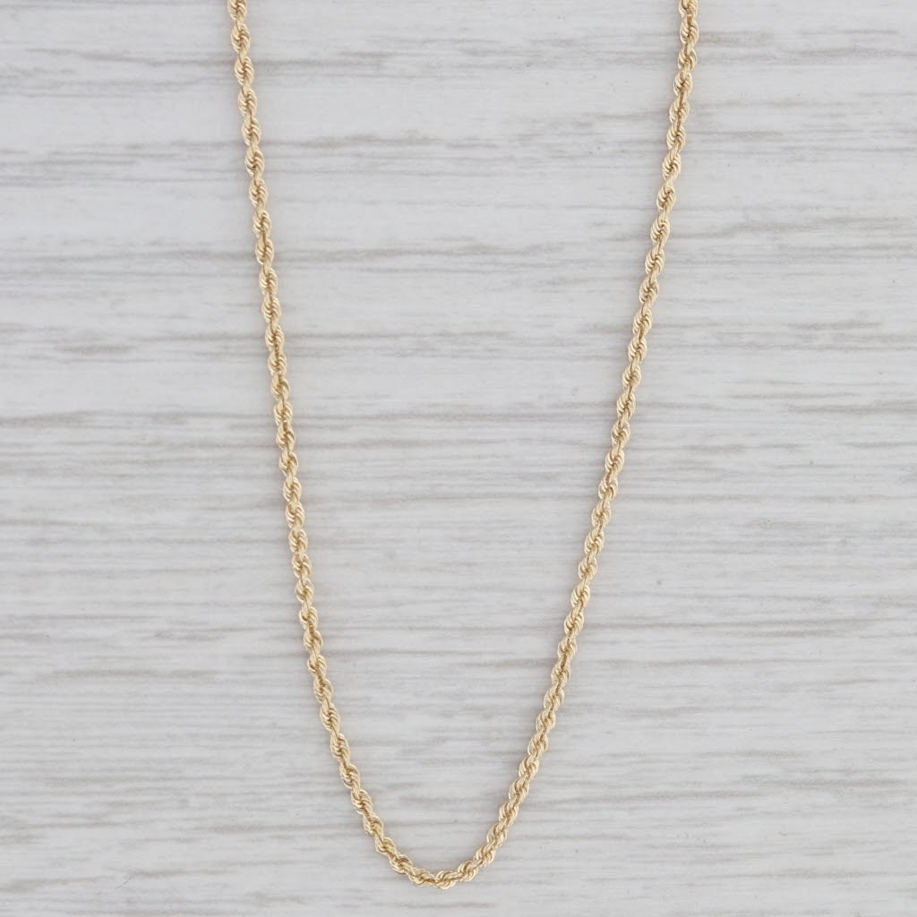 Light Gray 18" 1.3mm Rope Chain Necklace 14k Yellow Gold