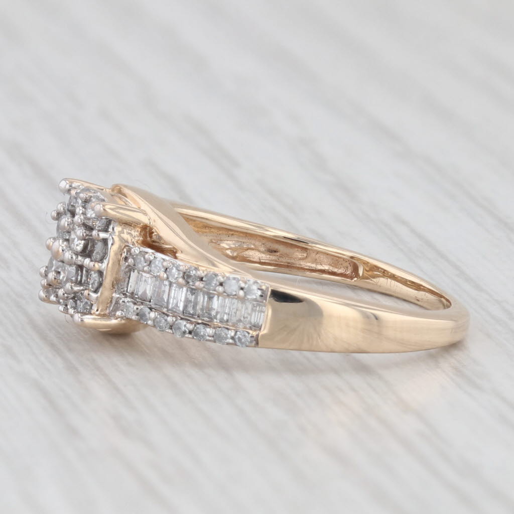 Light Gray 0.40ctw Diamond Cluster Engagement Ring 10k Yellow Gold Size 6.5