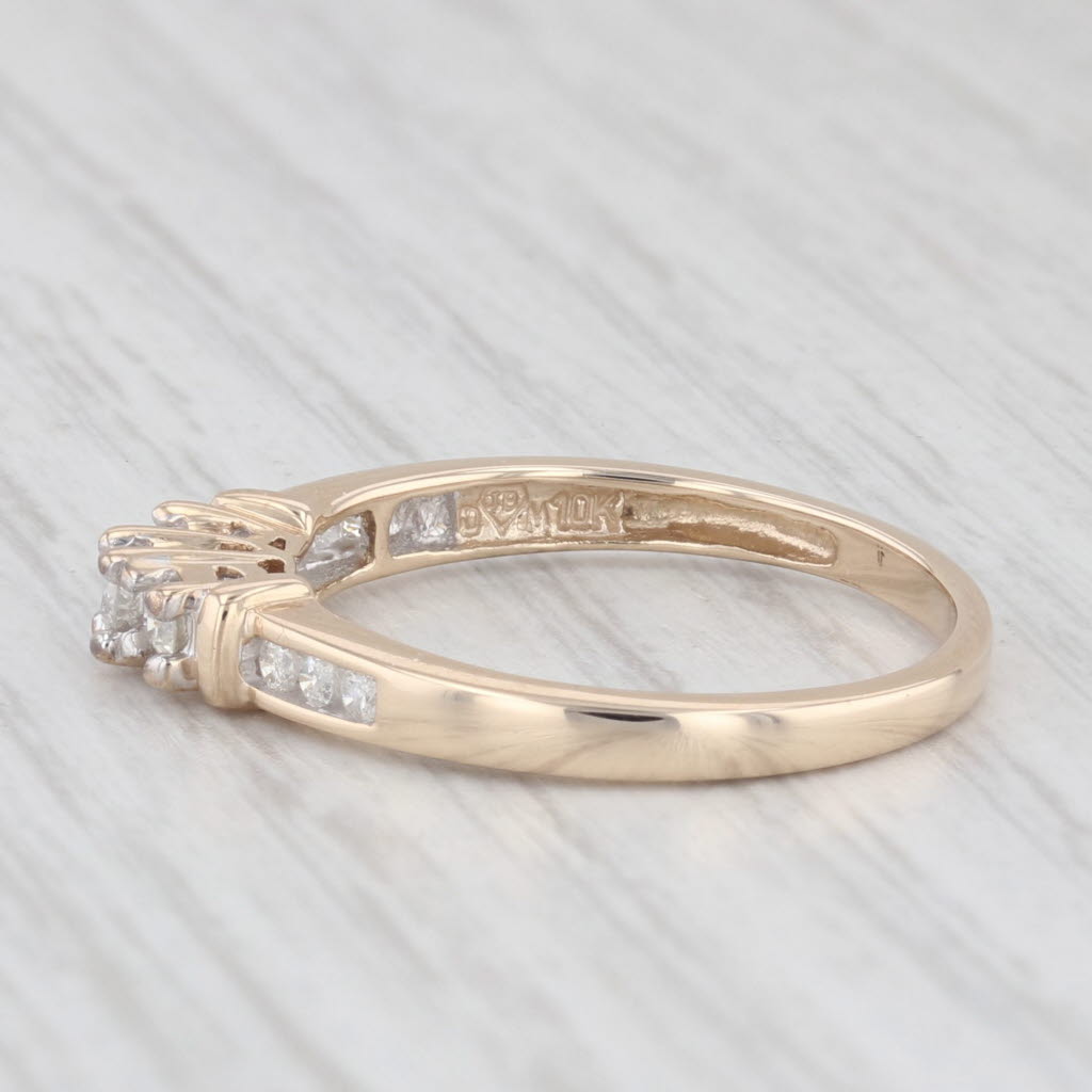 Light Gray 0.20ctw Diamond 3-Stone Engagement Ring 10k Yellow Gold Size 7.25 Stackable