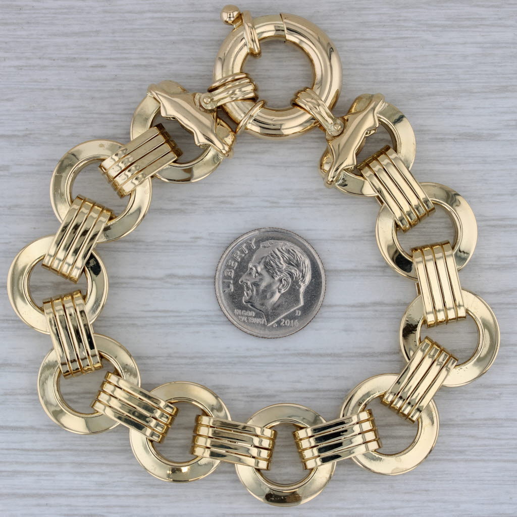 Dark Gray Roberto Coin Linked Circles Bracelet 18k Yellow Gold 6.5" 16mm Statement