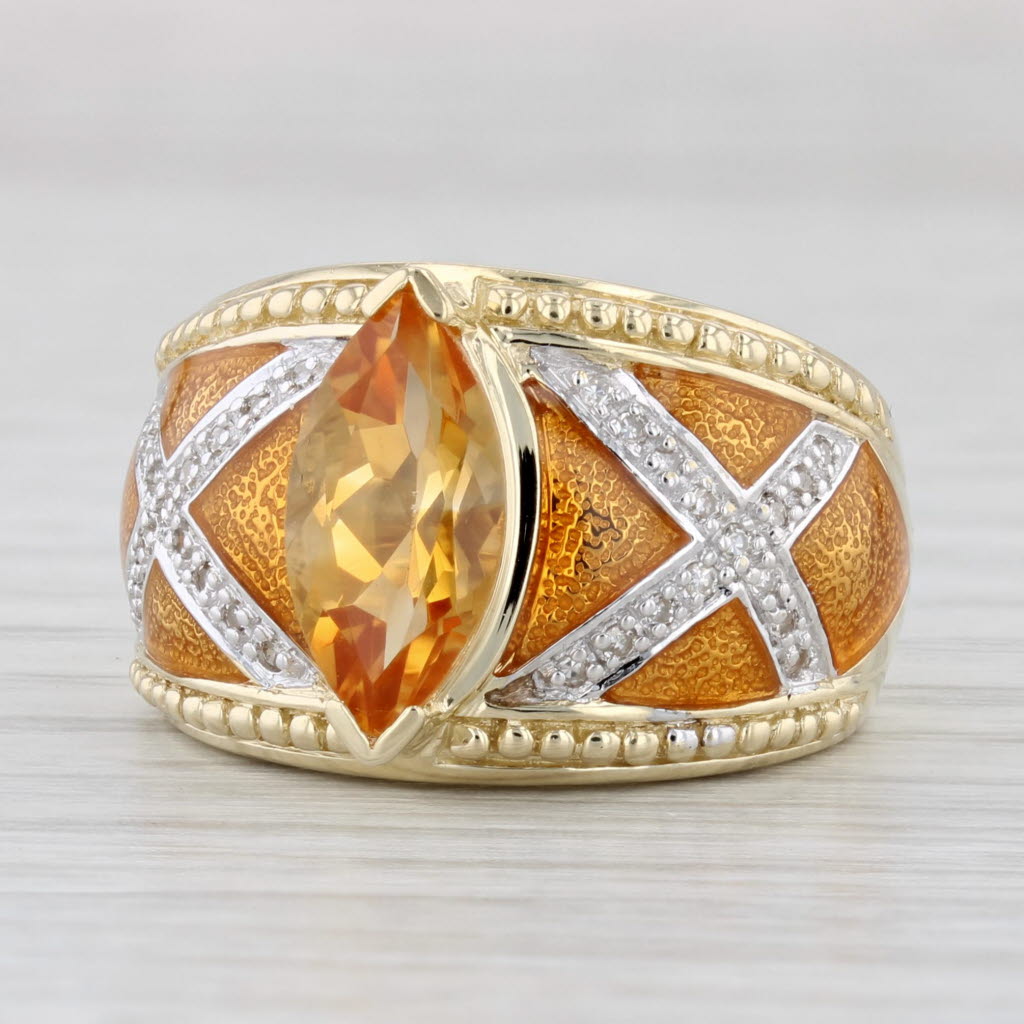 Light Gray 2ctw Marquise Citrine Diamond Ring 14k Yellow Gold Resin Size 6