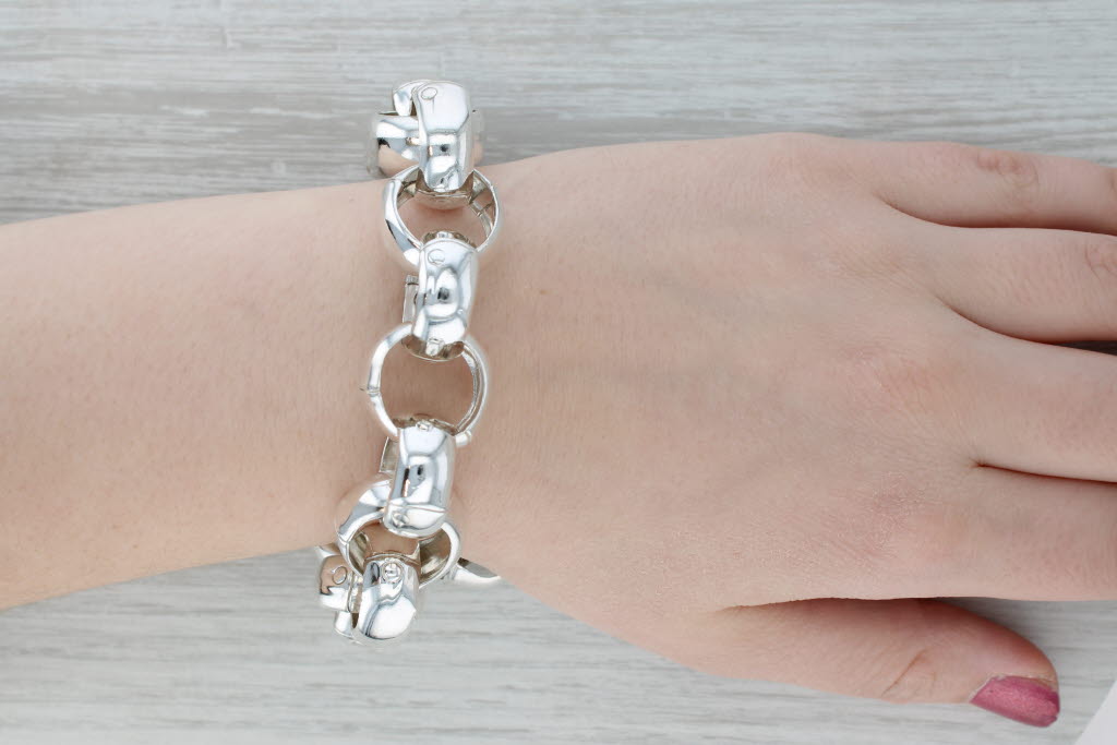Dark Gray John Hardy Bamboo Rolo Cable Chain Statement Bracelet Sterling Silver Toggle 7"