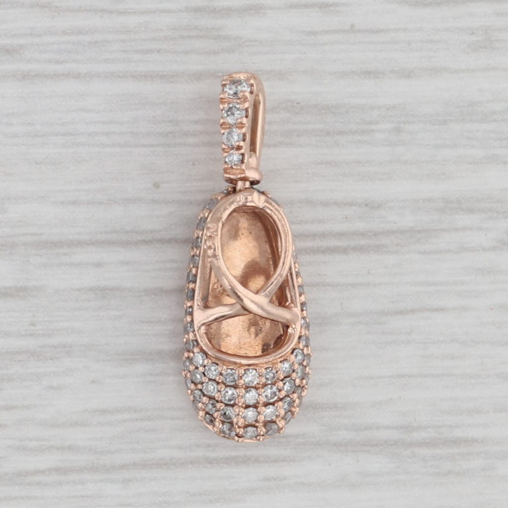 Gray 0.62ctw Diamond Baby Shoe Pendant 10k Rose Gold Small Drop Charm Emmy