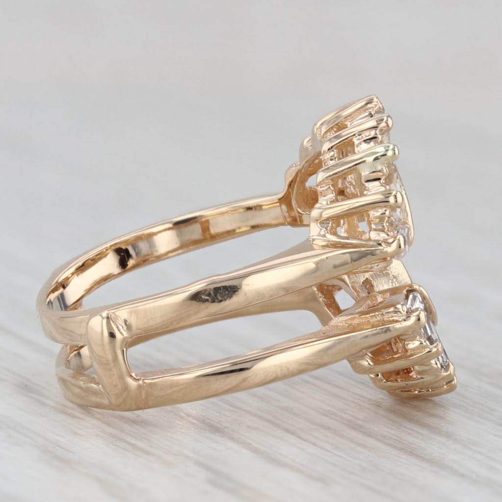 Light Gray 0.78ctw Diamond Baguette Ring Jacket Guard 14k Yellow Gold Bridal Size 4.75