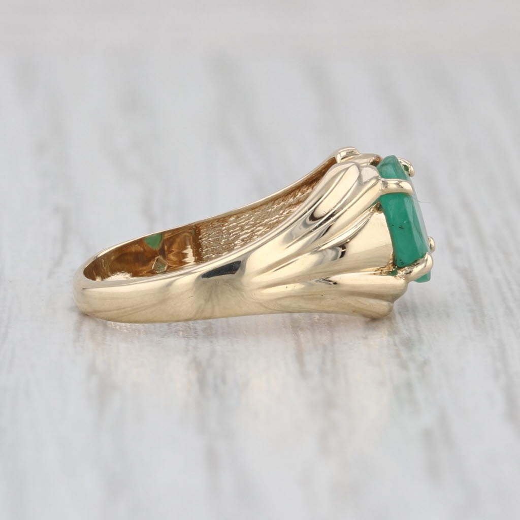 1ct Oval Emerald Solitaire Ring 10k Yellow Gold Size 6.25