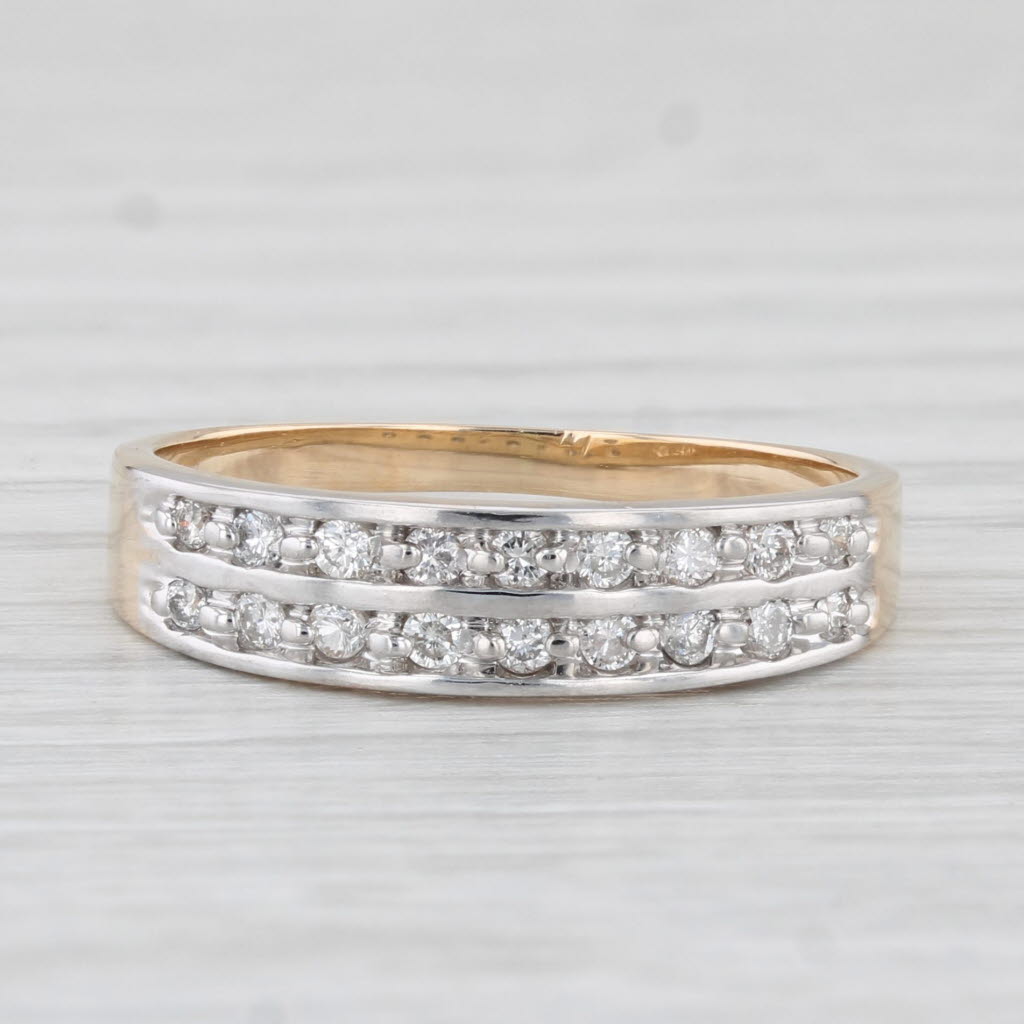 Light Gray 0.25ctw Diamond Wedding Band 14k Yellow Gold Size 8 Stackable Ring