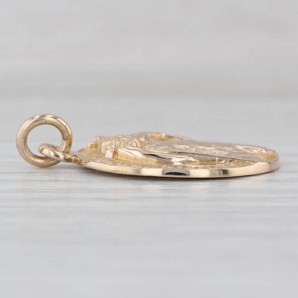 Saint Christopher Protection Medallion Pendant 14k Yellow Gold