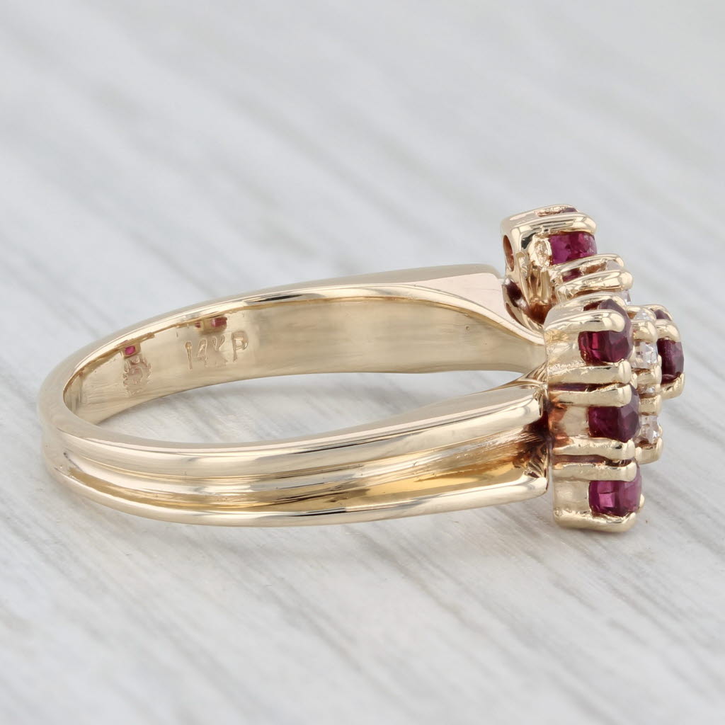 Light Gray 0.75ctw Ruby Diamond Bowtie Ring 14K Yellow Gold Ring Size 5.75