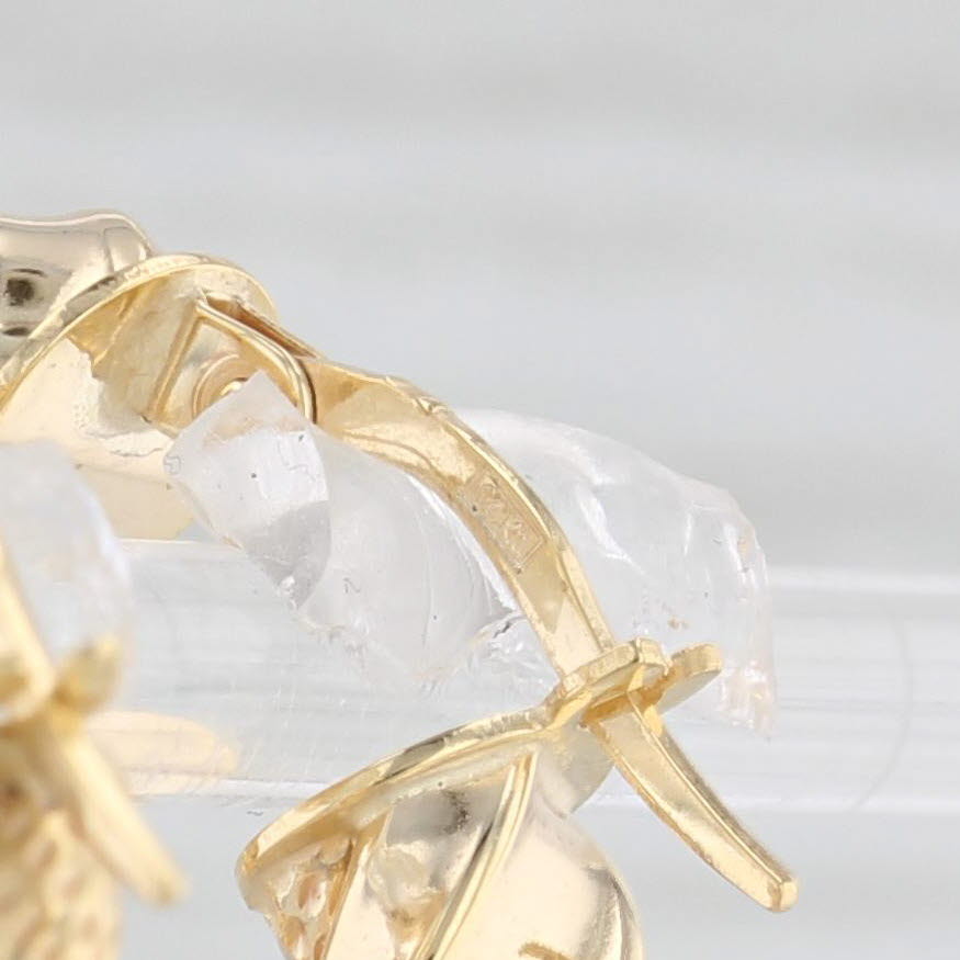 Light Gray New Twist Textured Hoop Earrings 14k Yellow Gold Round Hoops Pierced Snap Top
