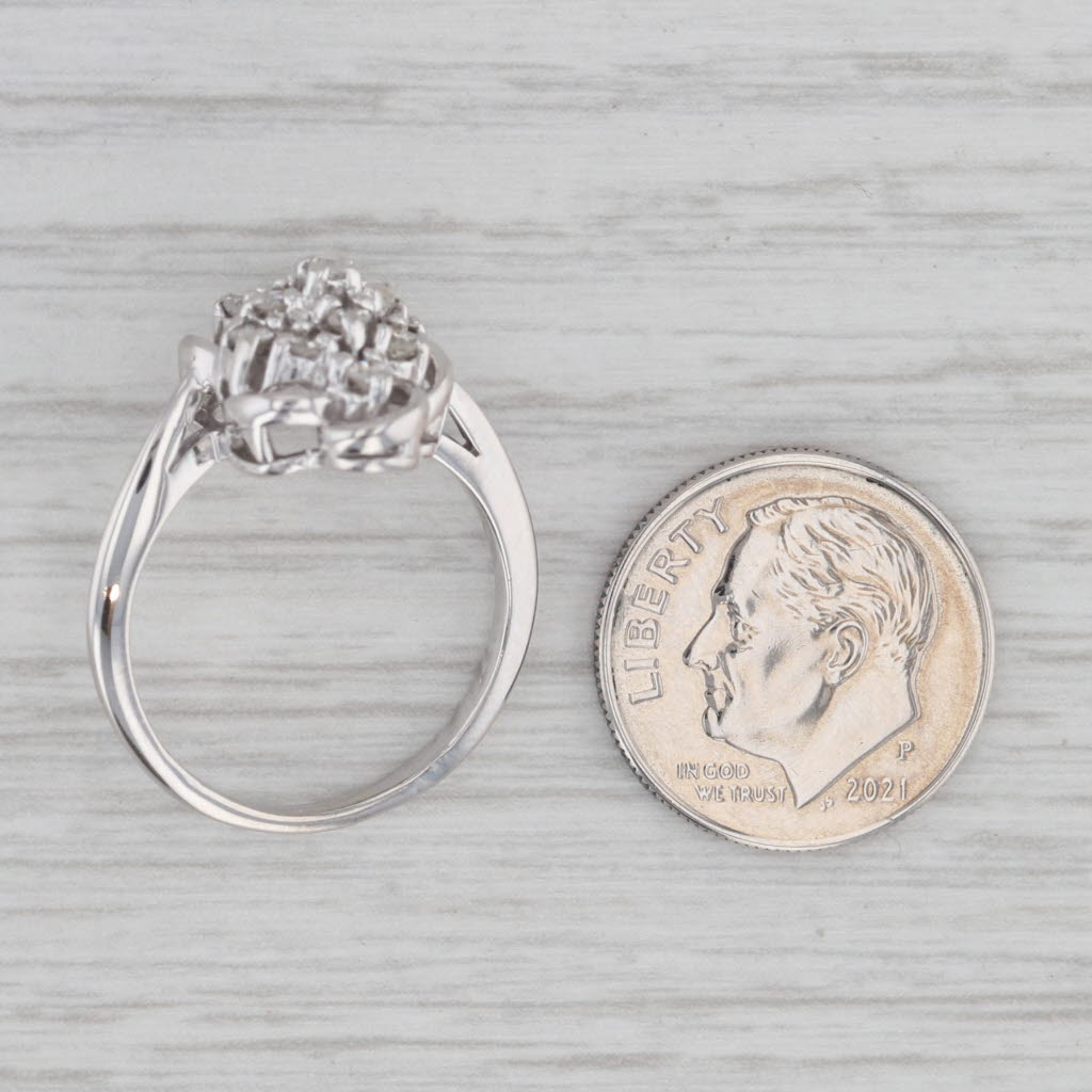 Gray 0.33ctw Diamond Cluster Ring 14k White Gold Size 7