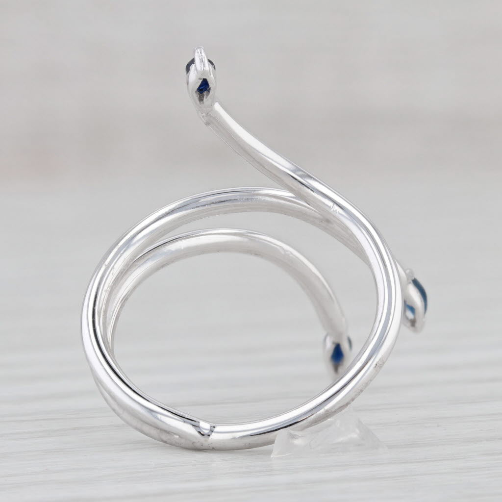 Light Gray 0.25ctw Marquise Sapphire Bypass Spray Ring 18k White Gold Size 7