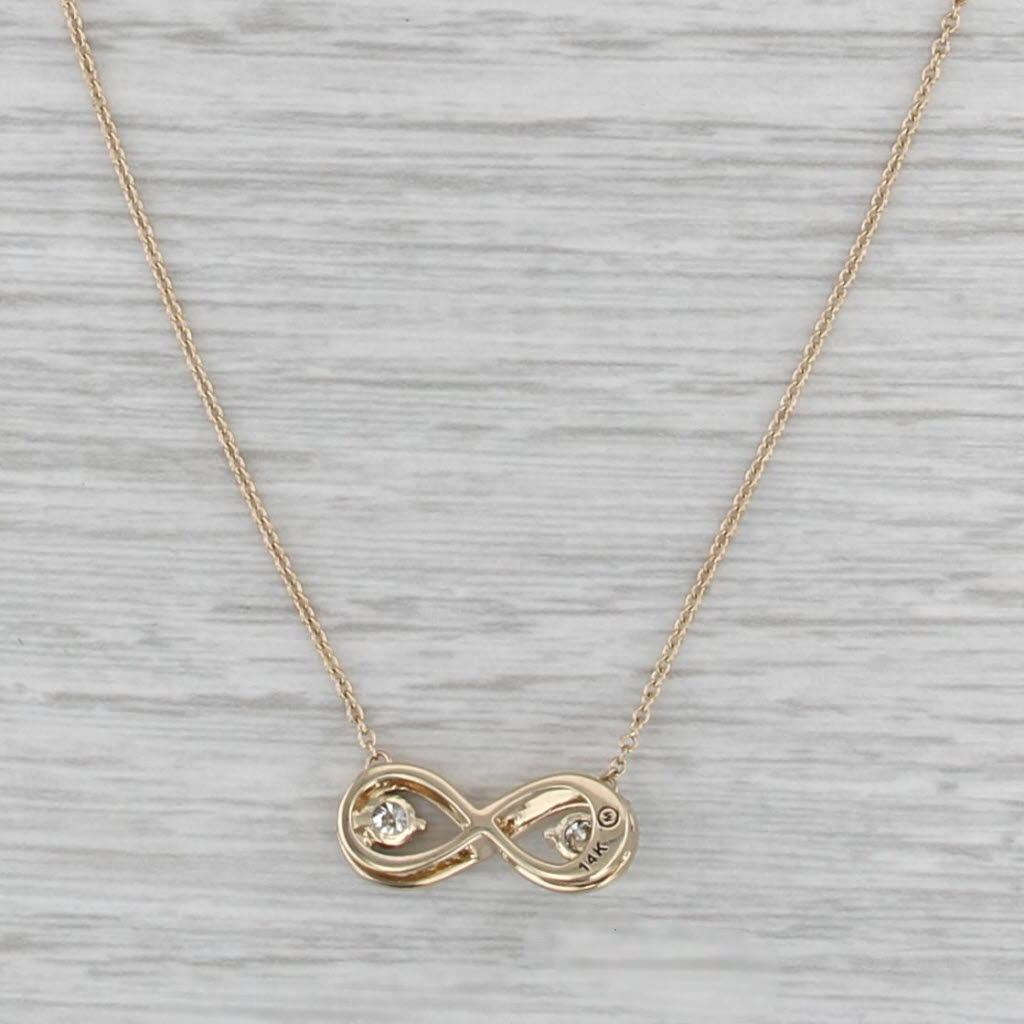 0.25ctw Diamond Infinity Knot Pendant Necklace 14k Gold 17-18" Cable Chain