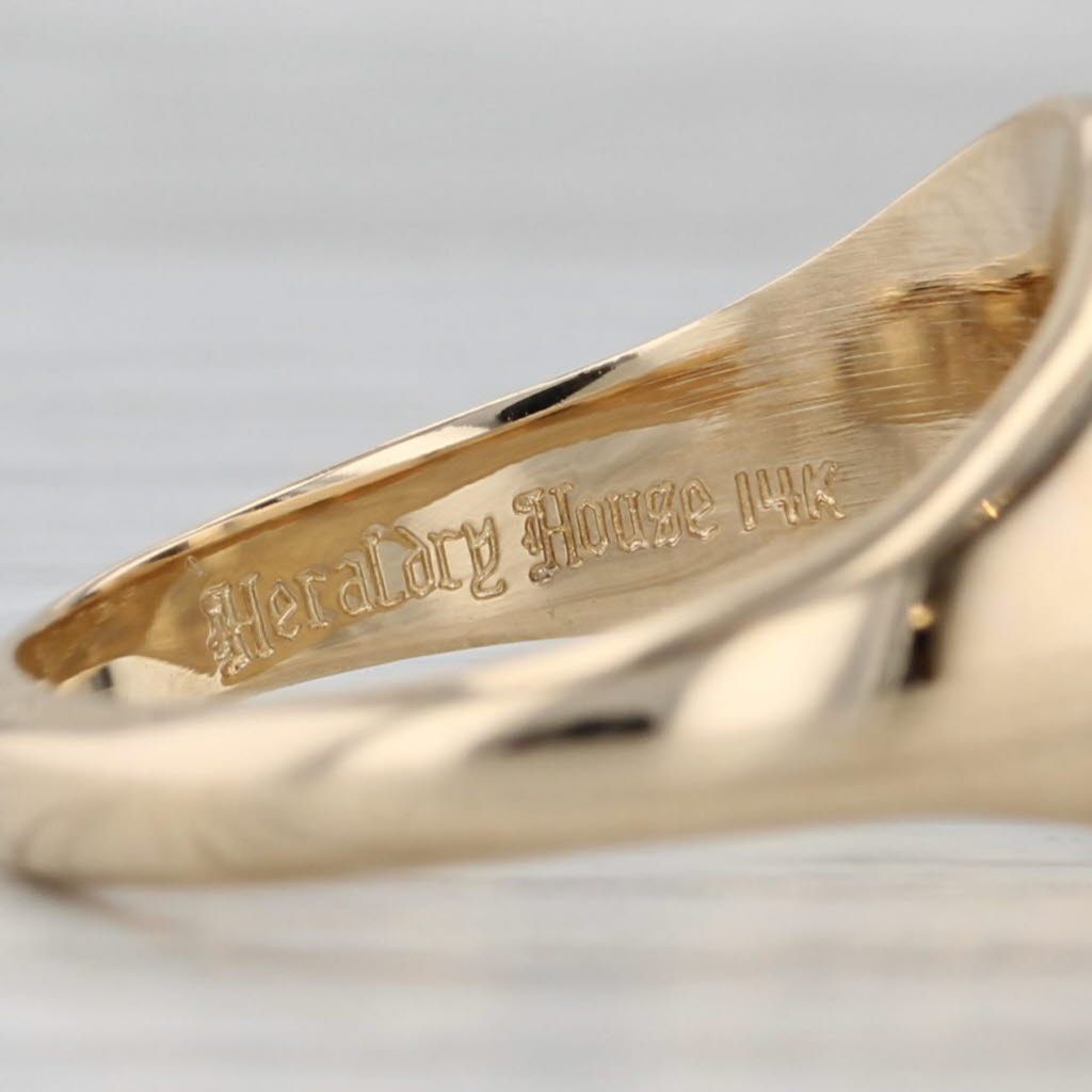 Gray Family Crest Coat of Arms Signet Ring 14k Yellow Gold Size 7.25