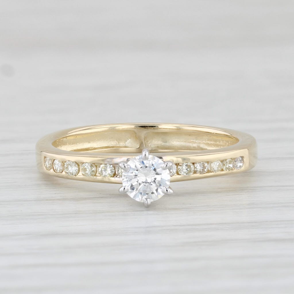 Light Gray 0.32ctw Diamond Engagement Ring 14k Yellow Gold Size 4.75 Round Brilliant