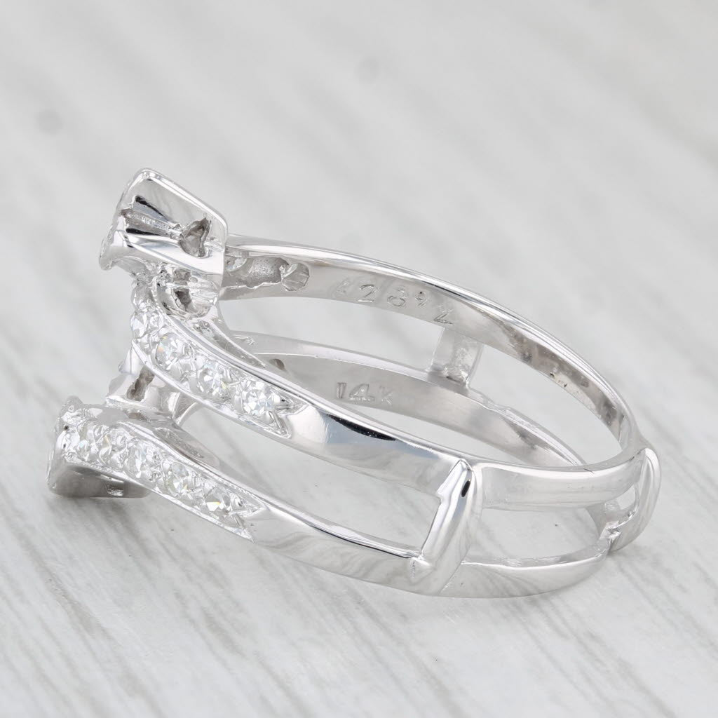 Light Gray 0.50ctw Diamond Ring Jacket Guard Enhancer 14k White Gold Sz 6.25 Bridal Wedding