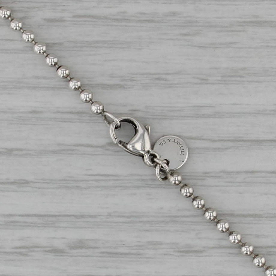 Engravable Tiffany & CO ID Tag Pendant Necklace Sterling Silver 34" Bead Chain