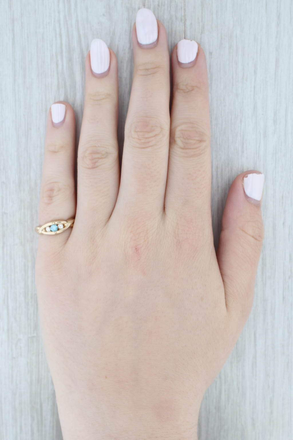 Gray 0.27ctw Blue White Diamond Ring 14k Yellow Gold Size 7 Stackable Round 3-Stone