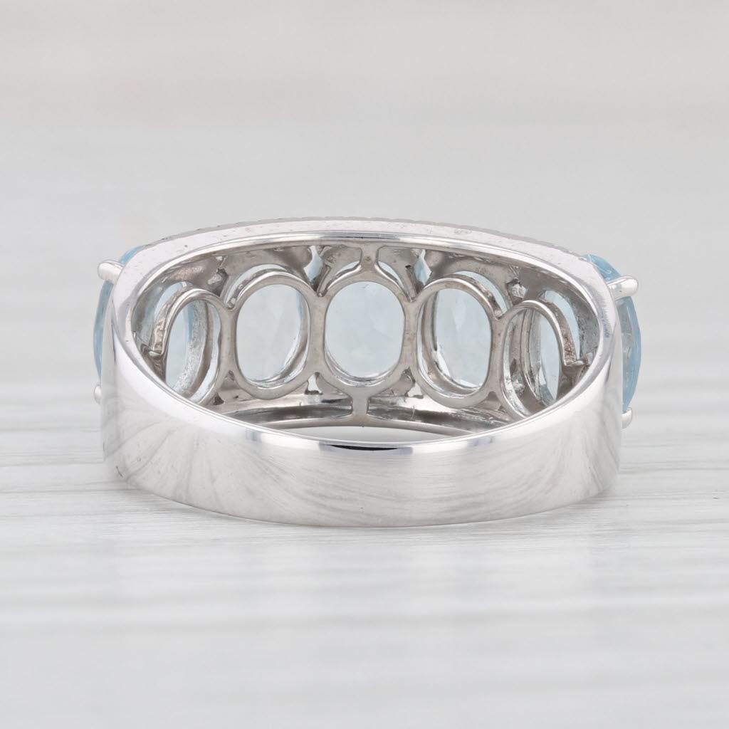 Light Gray 7.65ctw Aquamarine Diamond Ring 14k White Gold Size 7